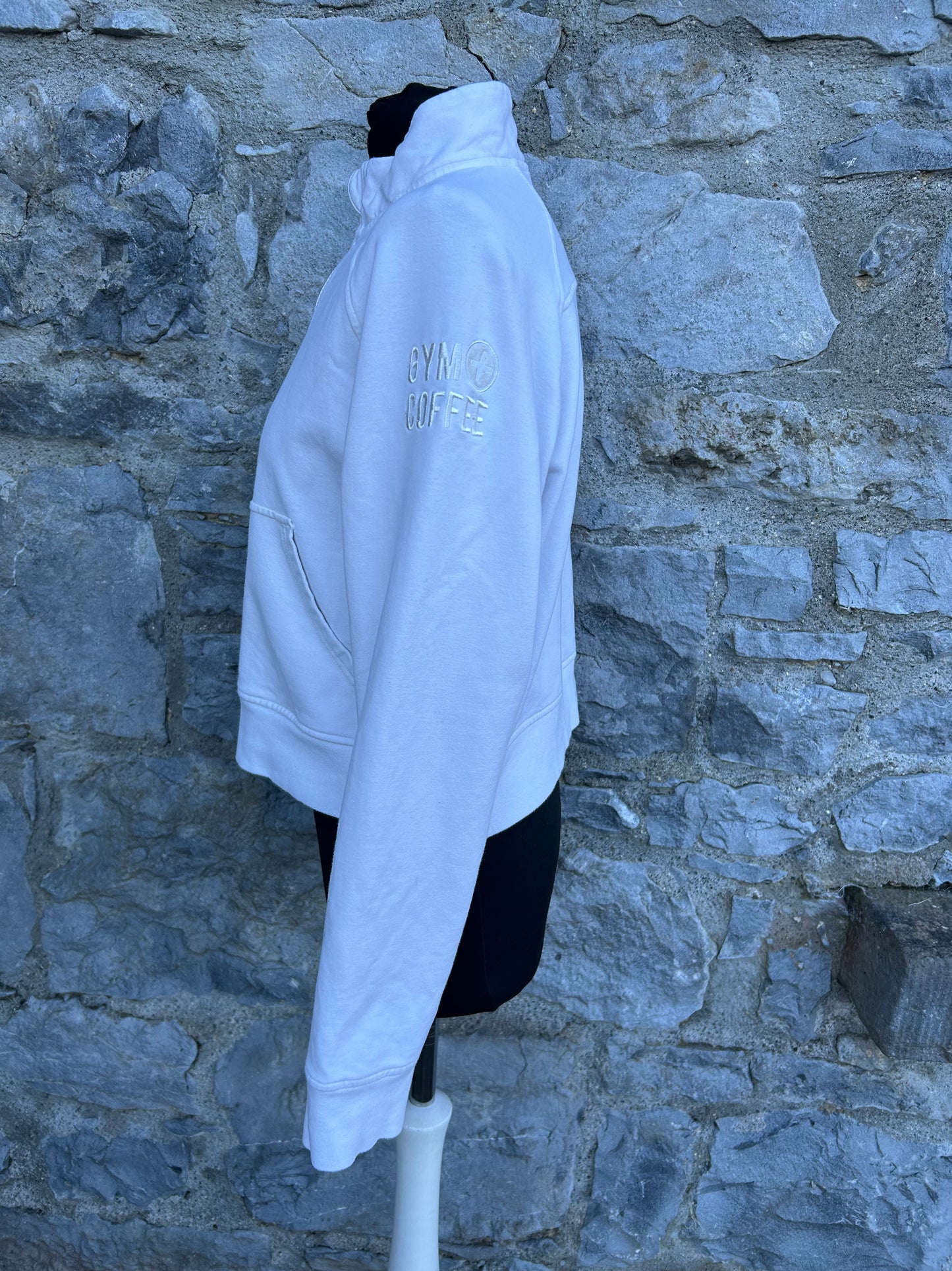 White cropped half zip sweatshirt uk 8-10