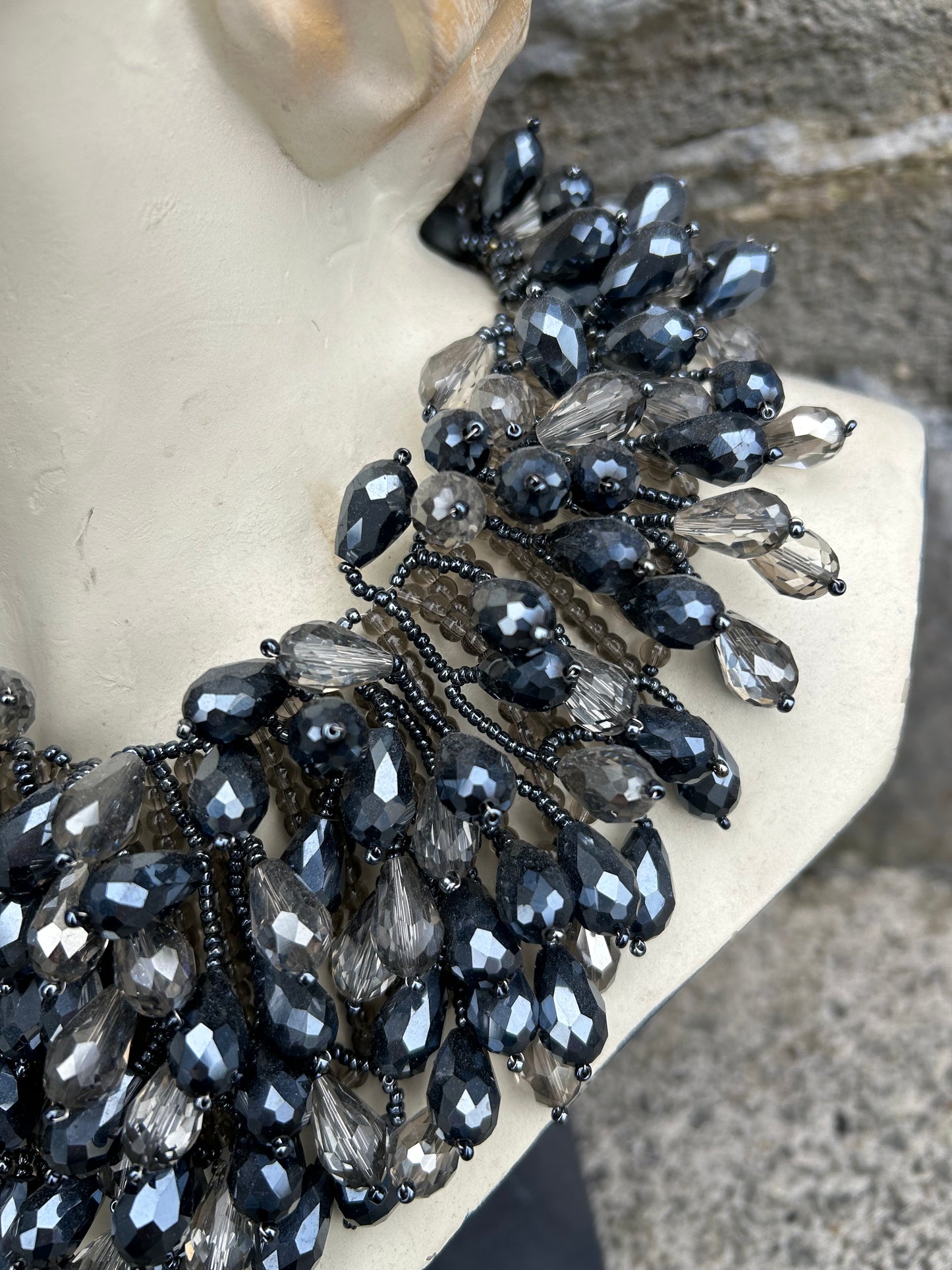 Black&silver drops  necklace