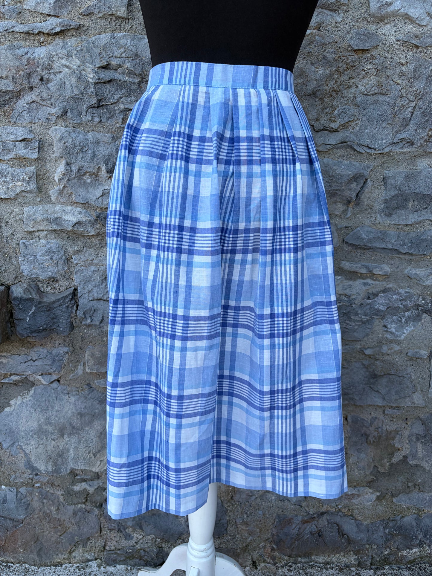 80s blue check skirt uk 6-8