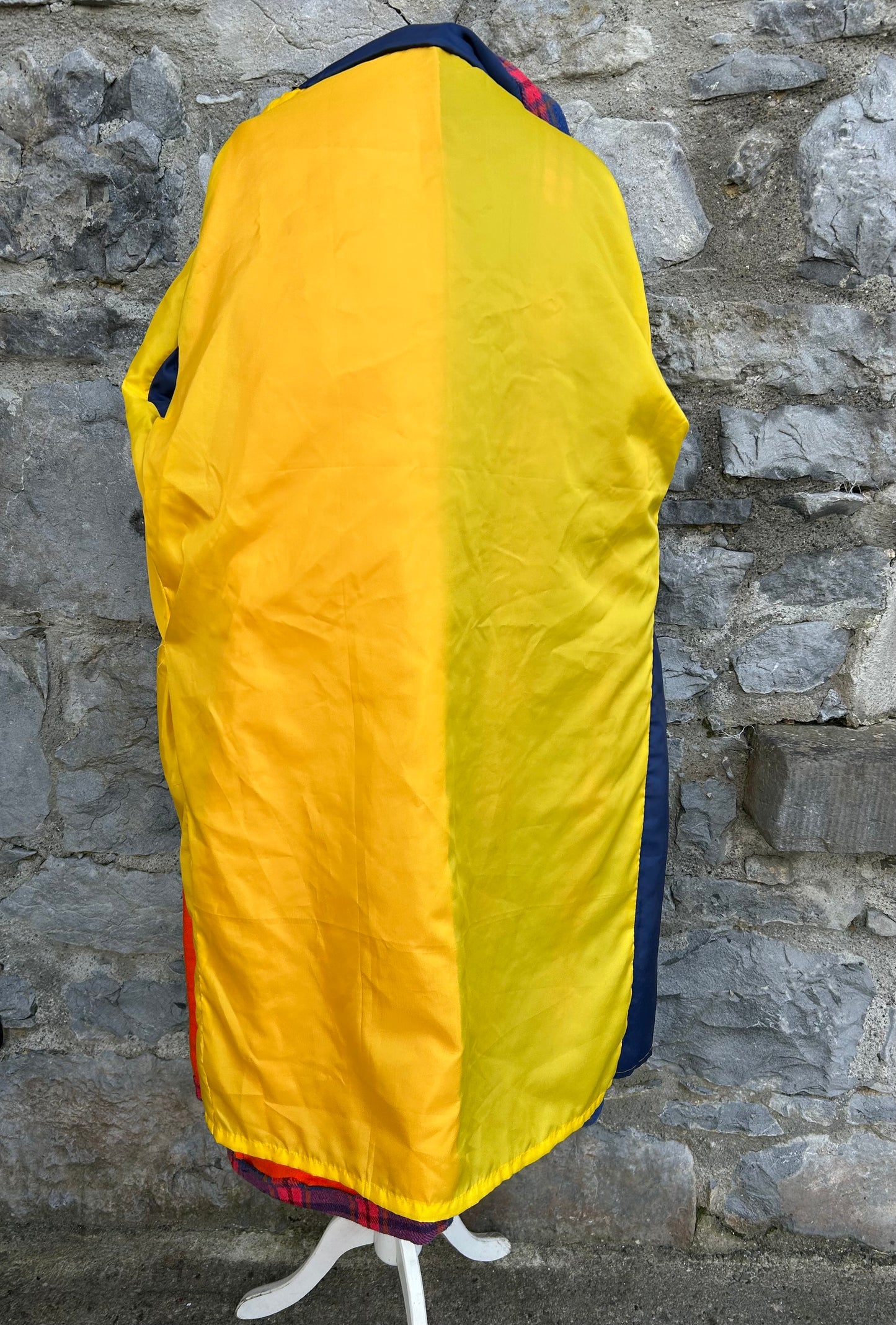 Orange&blue check long coat uk 12-14