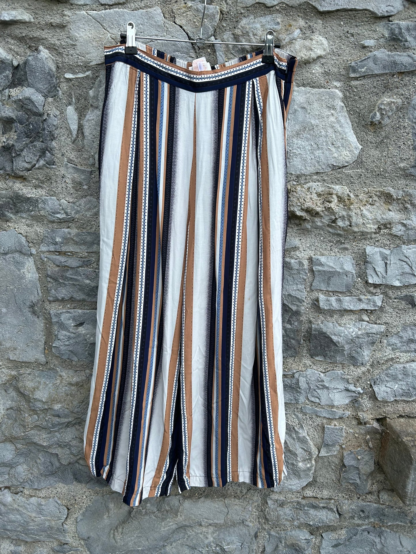 80s brown stripy palazzo pants uk 14