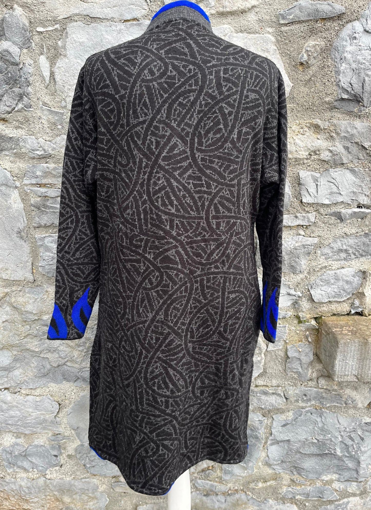 80s Grey&blue knitted dress uk 12-14