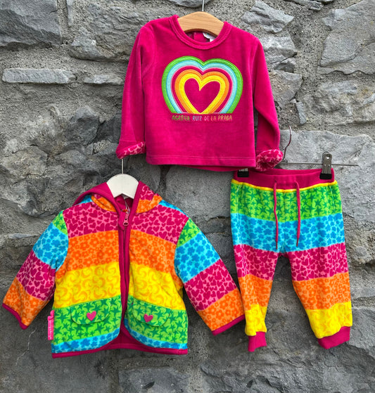 Rainbow hearts velvet set  3-6m (62-68cm)