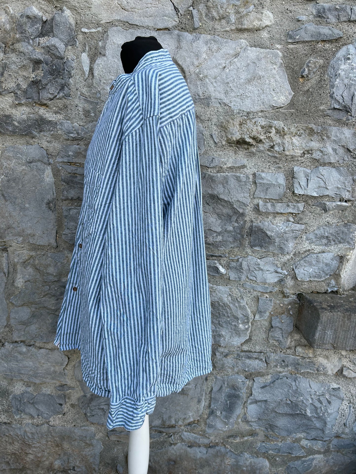 Blue stripy grandfather shirt Large