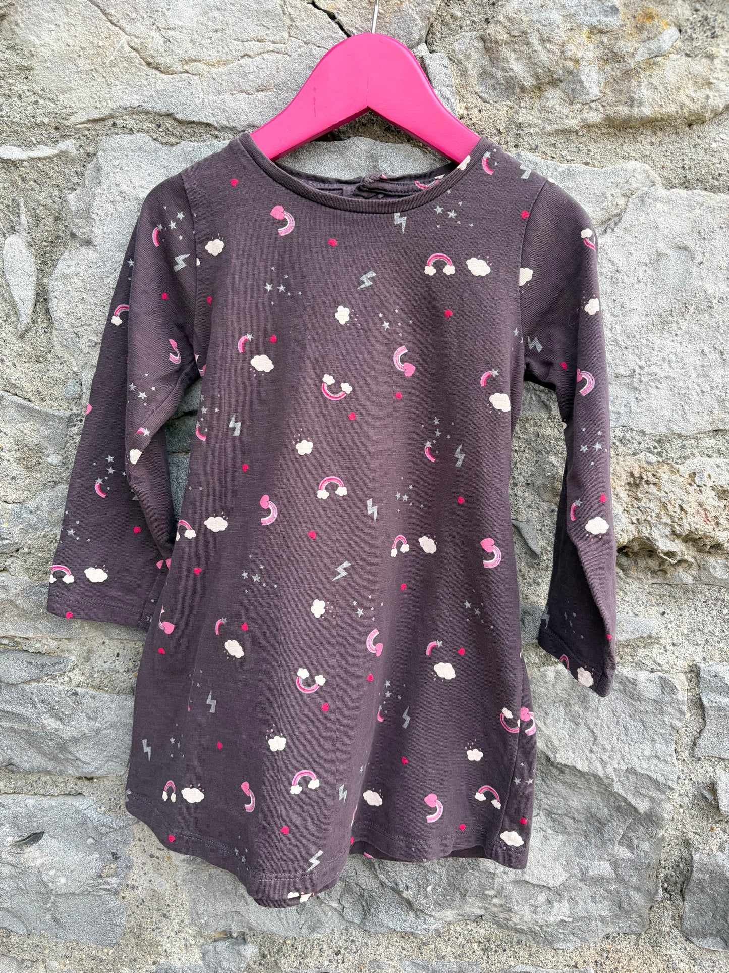 Tiny rainbow charcoal dress  2-3y (92-98cm)