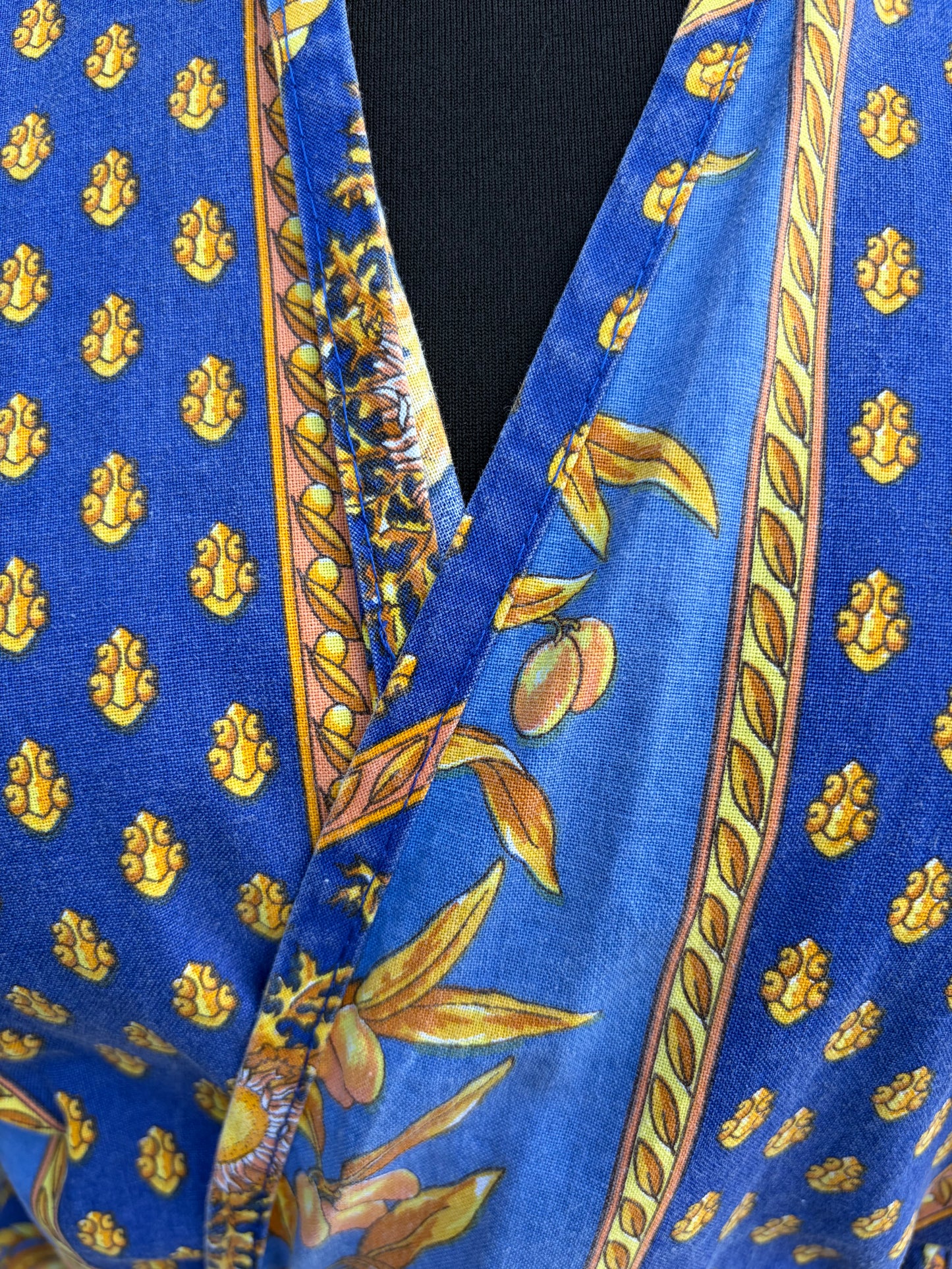 Blue patterned cotton kimono robe uk 12