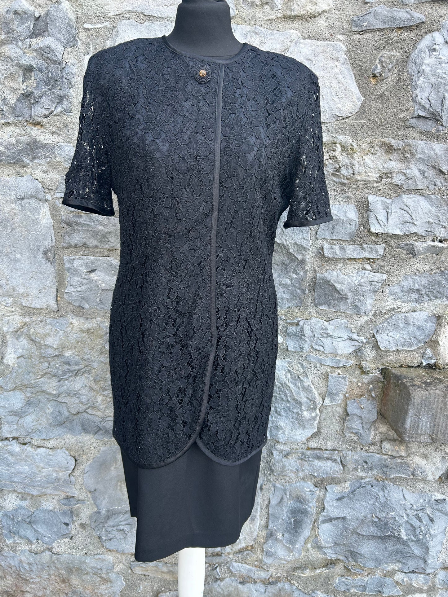 90s Black lace dress uk 10