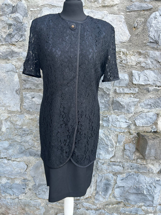 90s Black lace dress uk 10