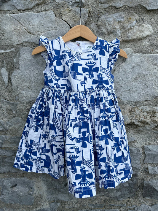 Wild animals blue dress with a vest 12-18m (80-86cm)