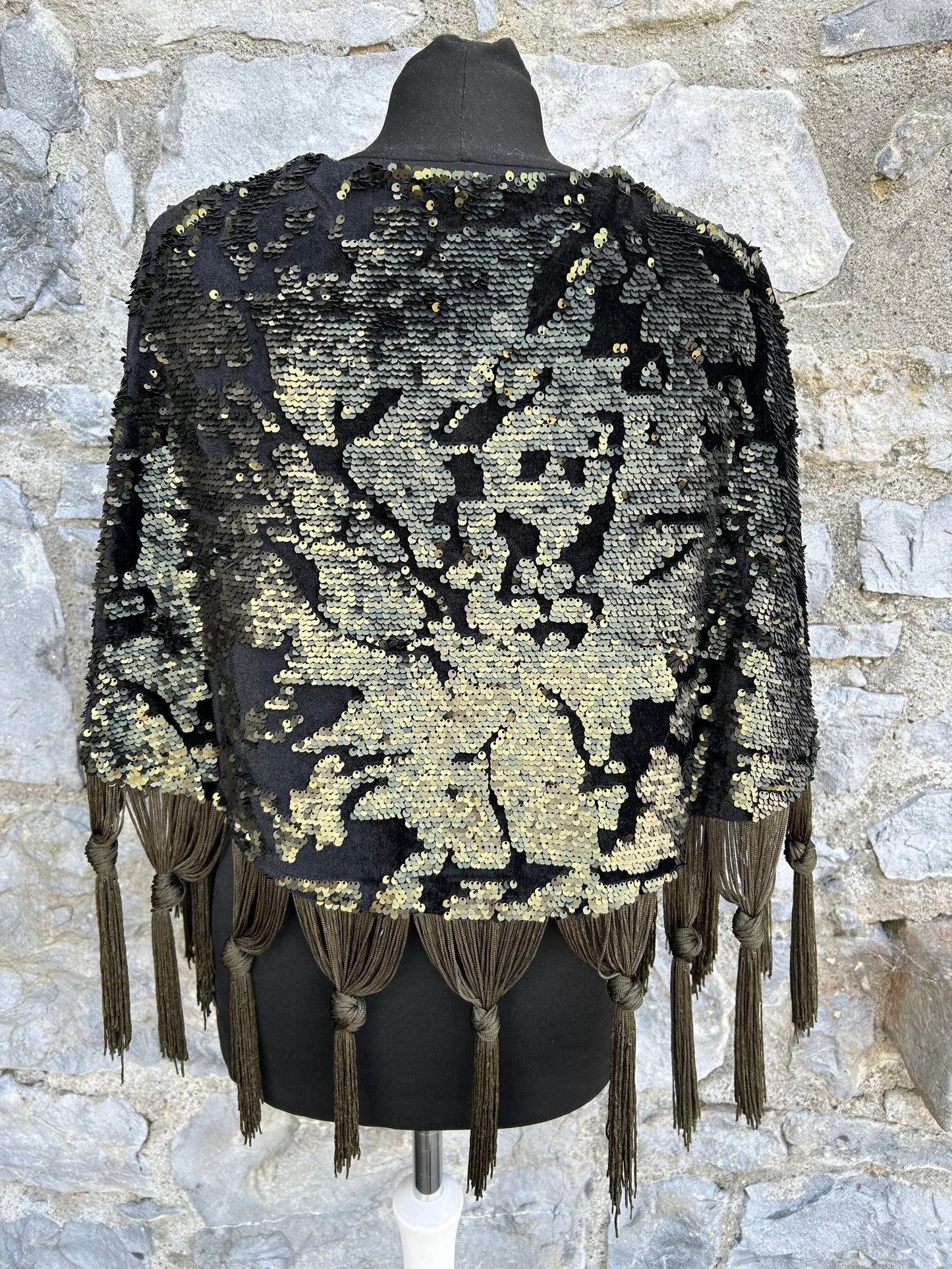 Sequin velvet cape with tassels uk 8-12