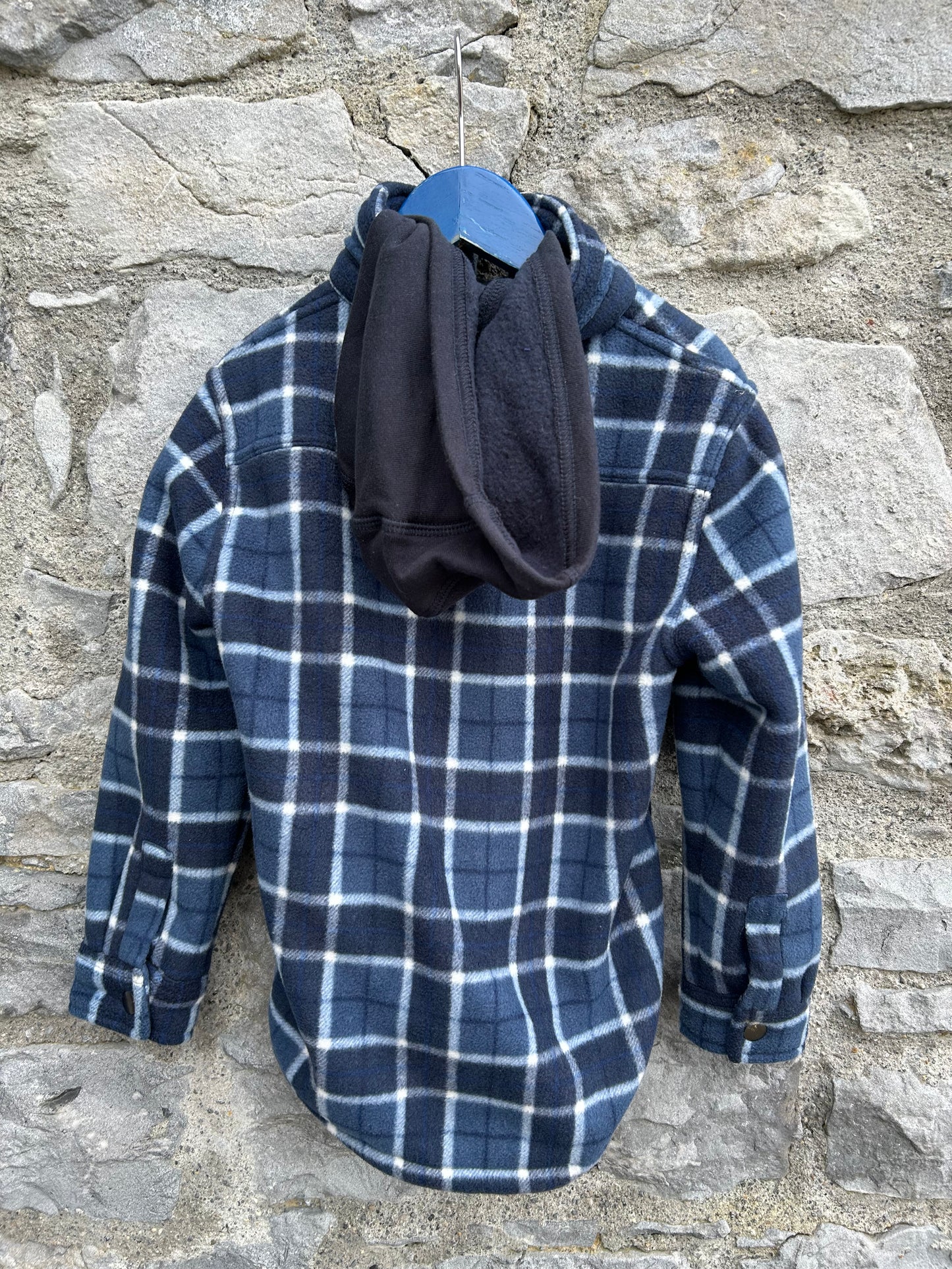 Blue&navy check fleece shirt   6-7y (116-122cm)