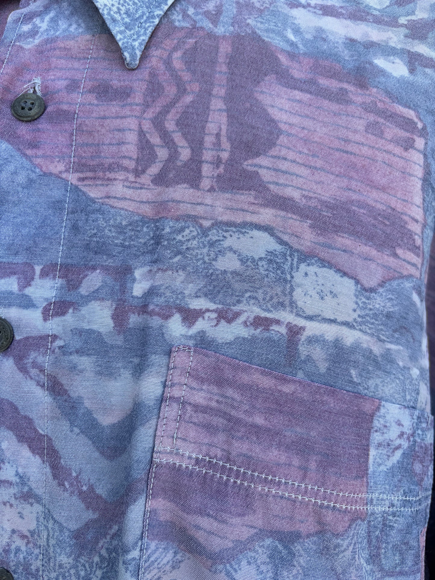 80s Aztec print purple shirt XL