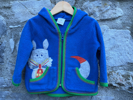 Fox blue fleece hoodie 6m (68cm)