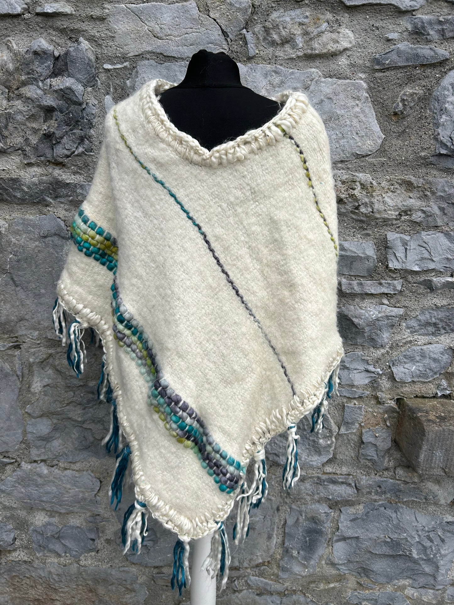 90s cream poncho uk 10-14