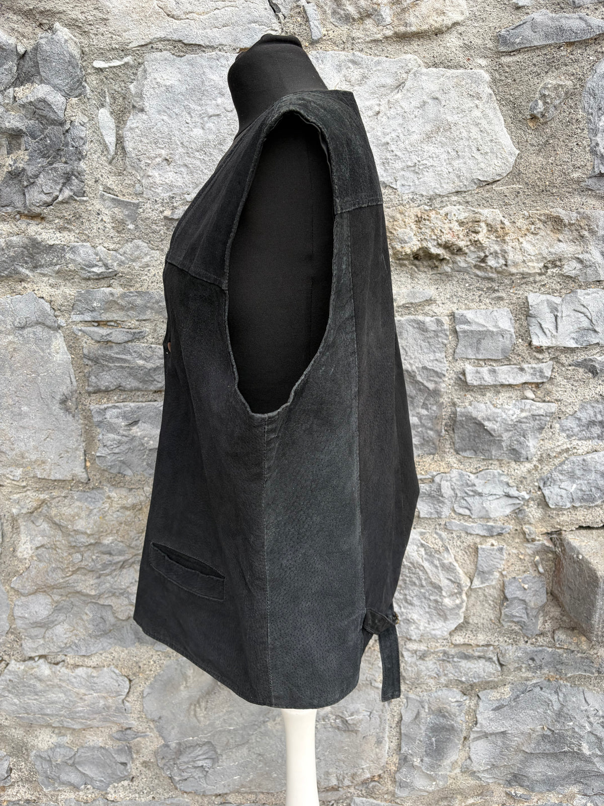 90s charcoal suede waistcoat XL
