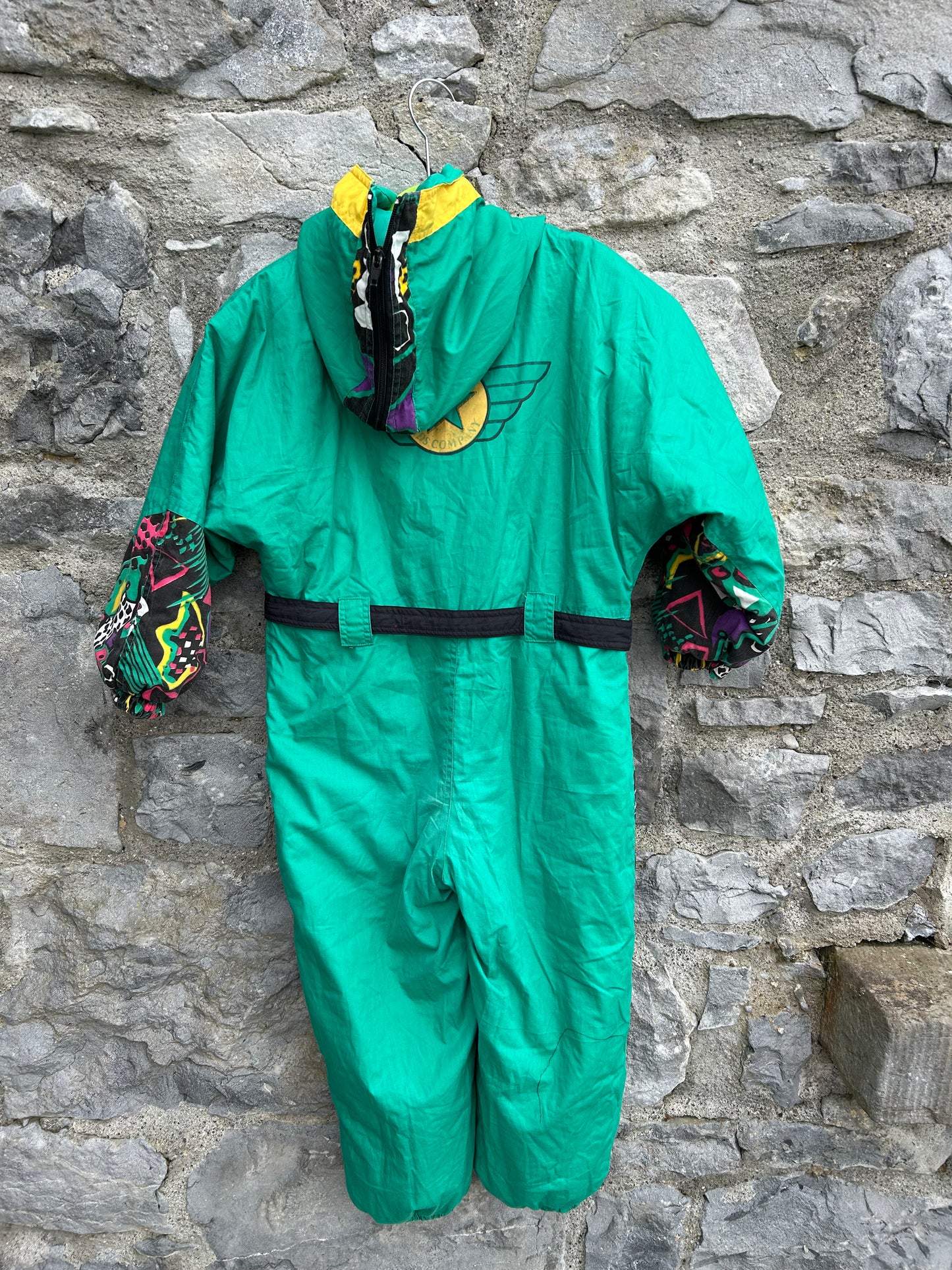 80s green abstract winter suit  5-6y (110-116cm)