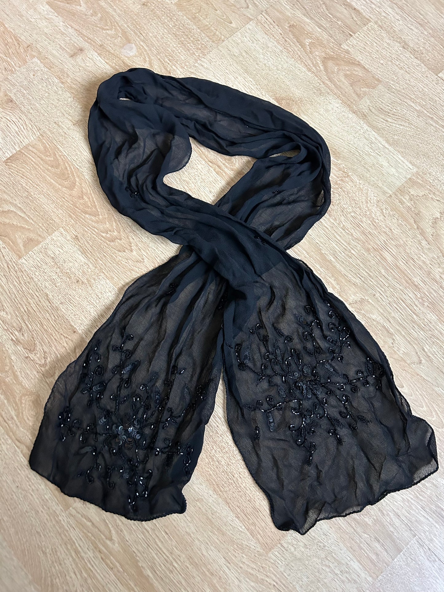 Black sequin scarf