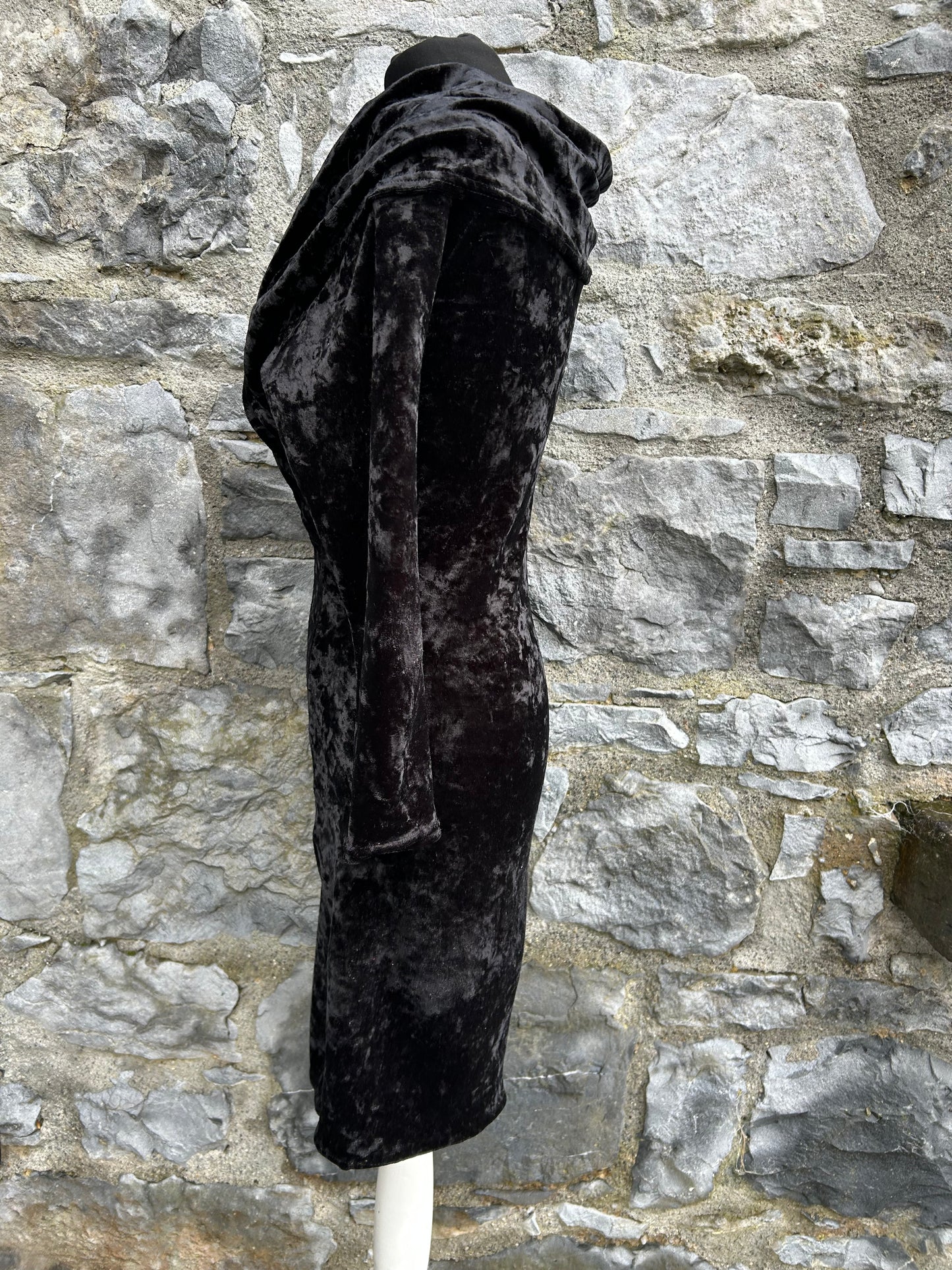 90s black crushed velvet dress uk 6-8