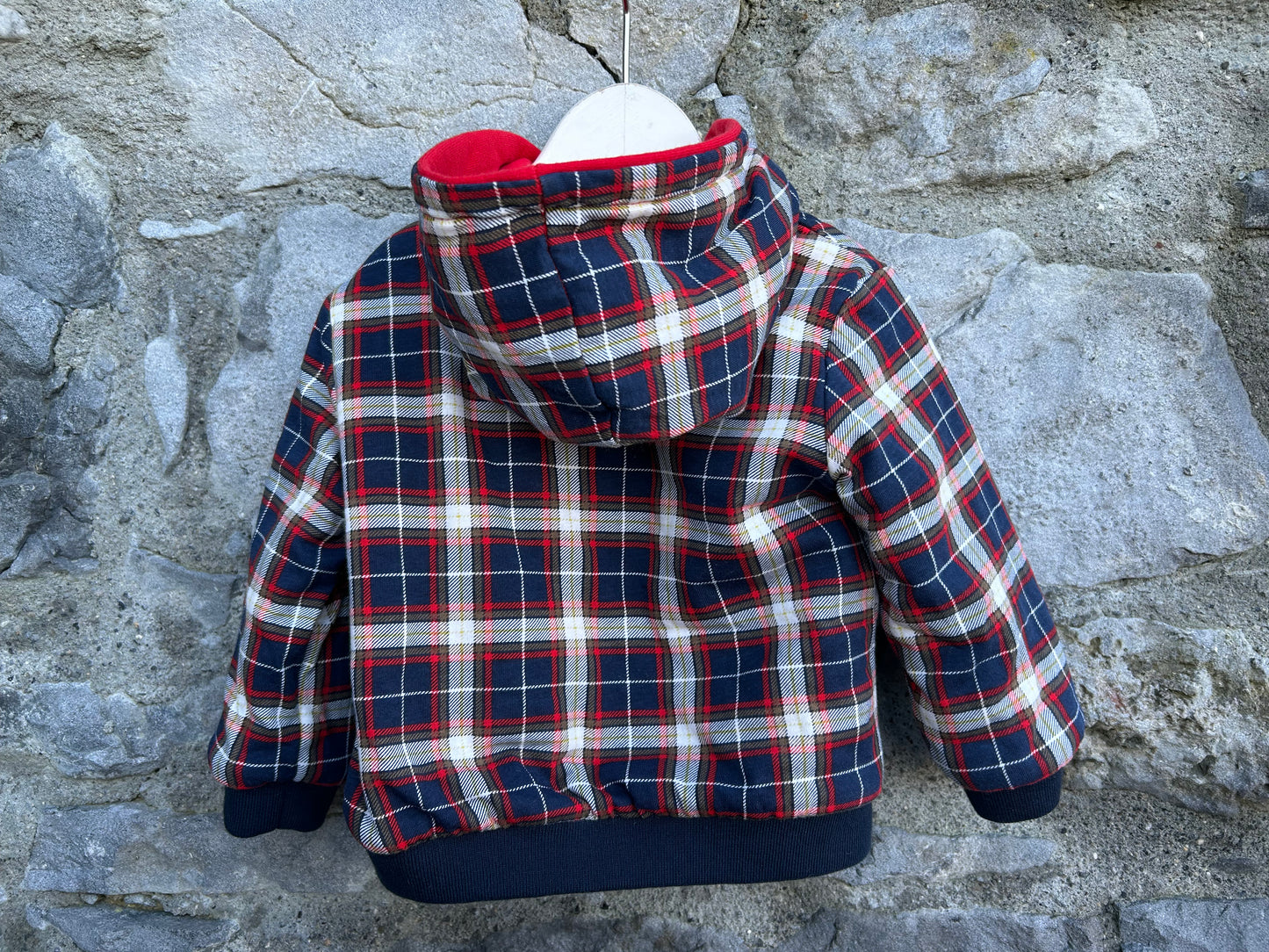 Reversible red&check hoodie  9-12m (74-80cm)