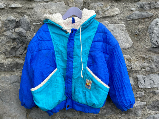 80s blue furry lined jacket   8-9y (128-134cm)