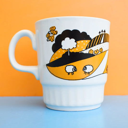 Vintage  kids ceramic landscape mug