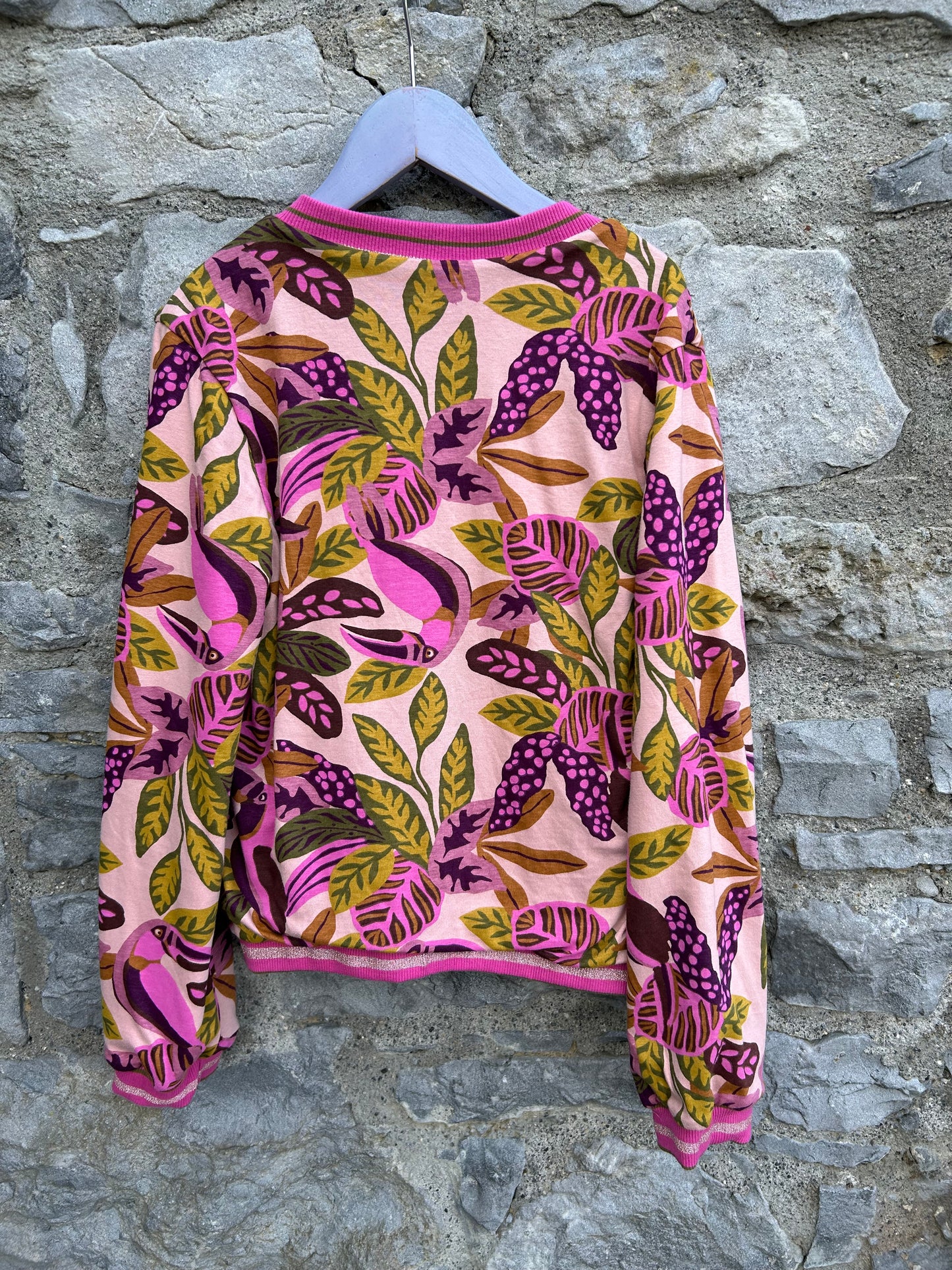 Pink leaves reversible bomber jacket  10y (140cm)