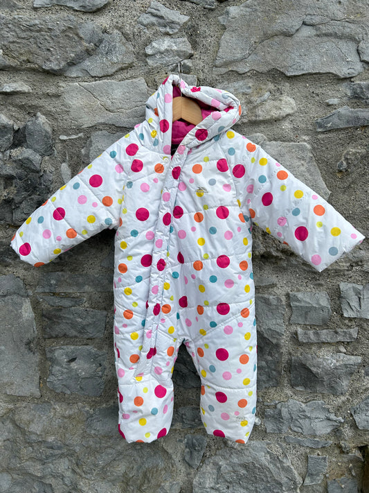 Colourful dots white pramsuit  6-12m (68-80cm)