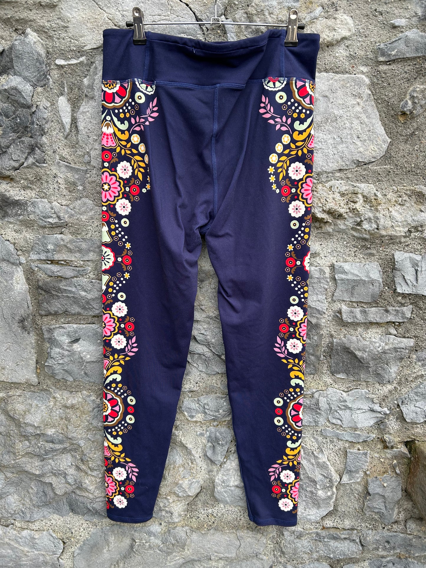 Flowers side stripe navy leggings uk 14