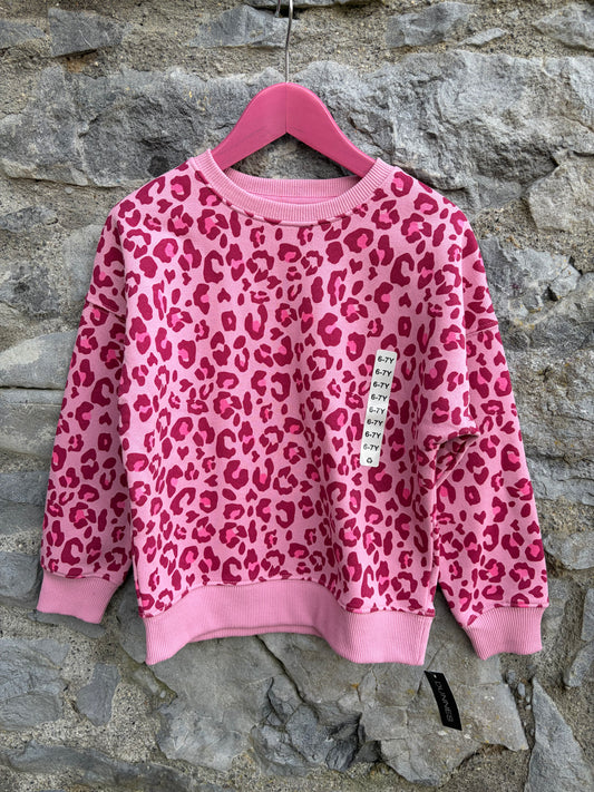 Pink leopard print sweatshirt  6-7y (116-122cm)