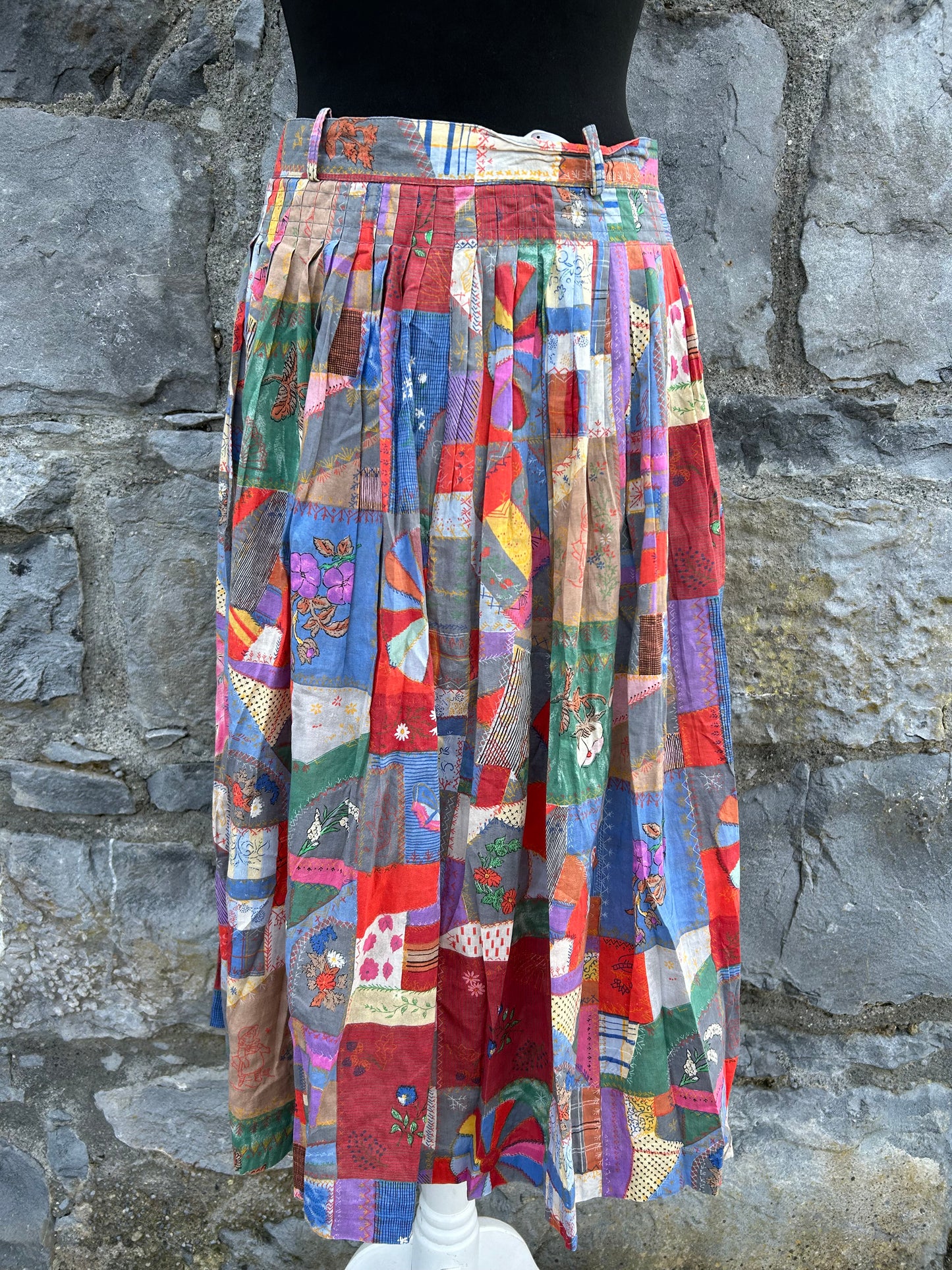 80s colourful patchwork skirt uk 10