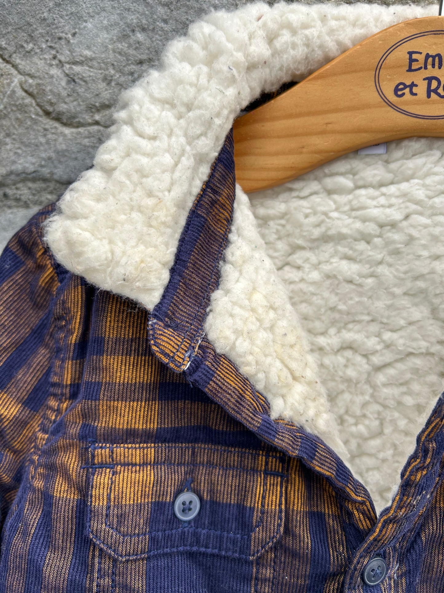 Brown&navy check fleece lined overshirt  4-5y (104-110cm)