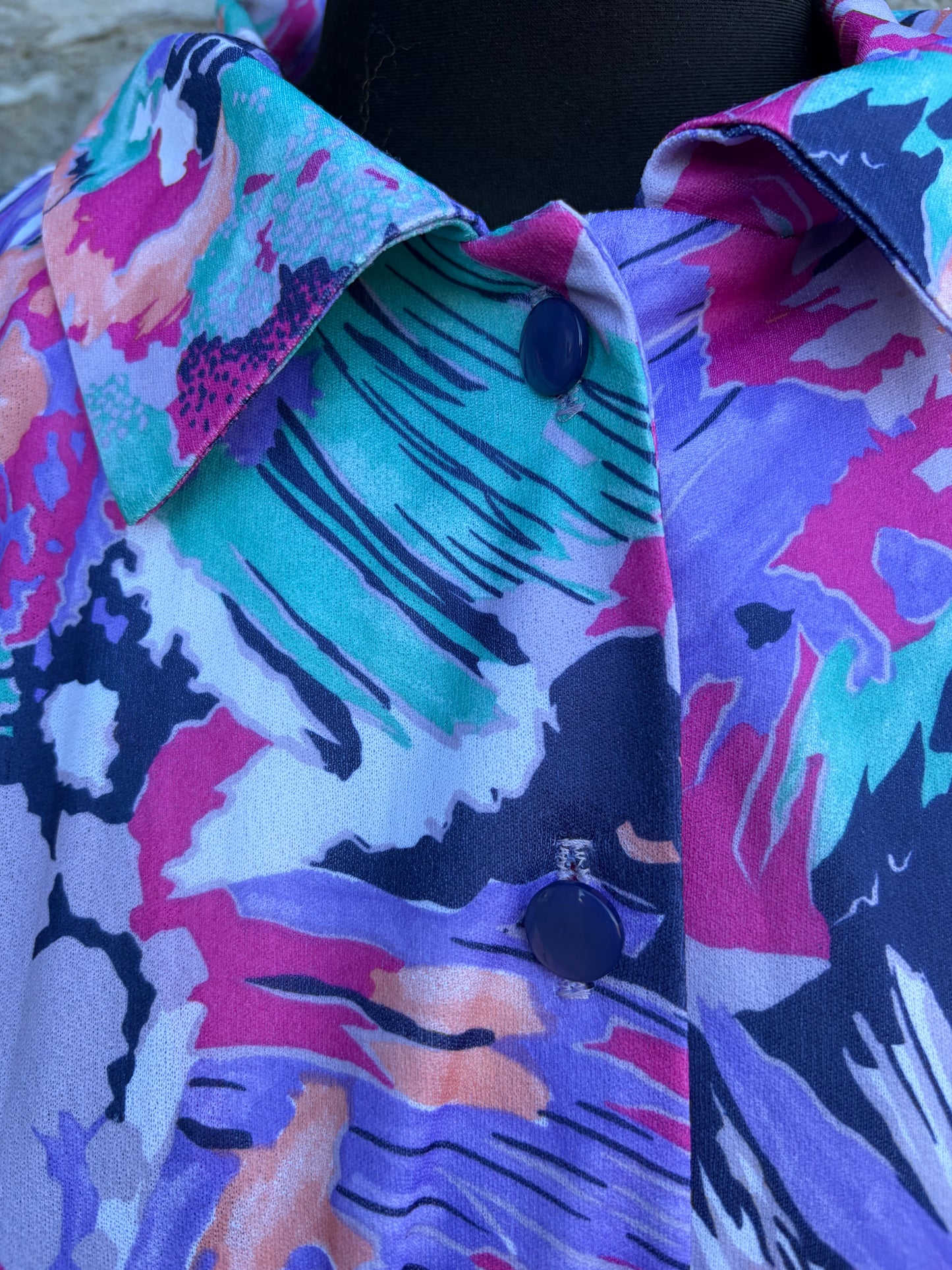 80s colourful abstract dress uk 18-20