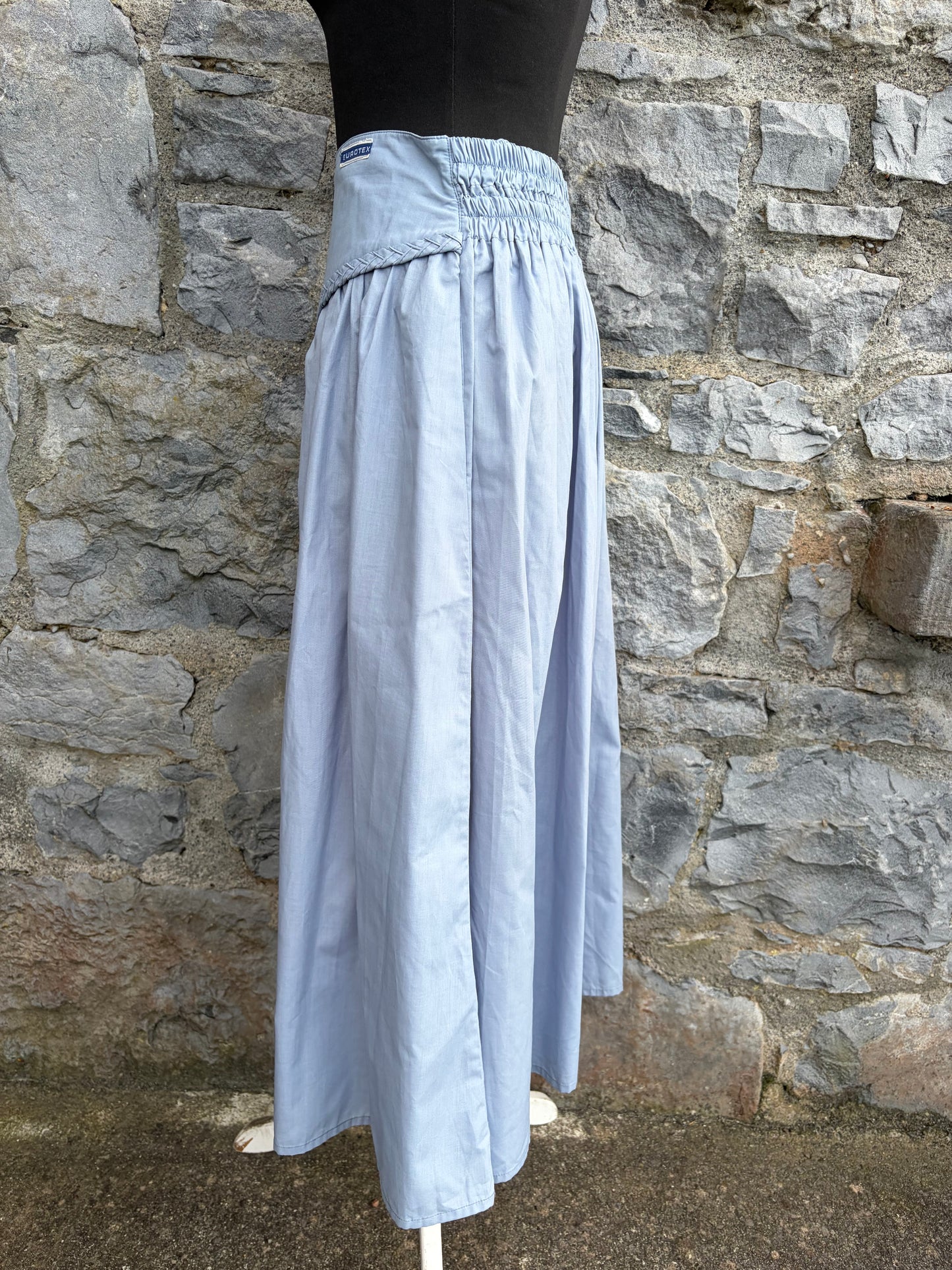80s light blue midi skirt uk 8-10