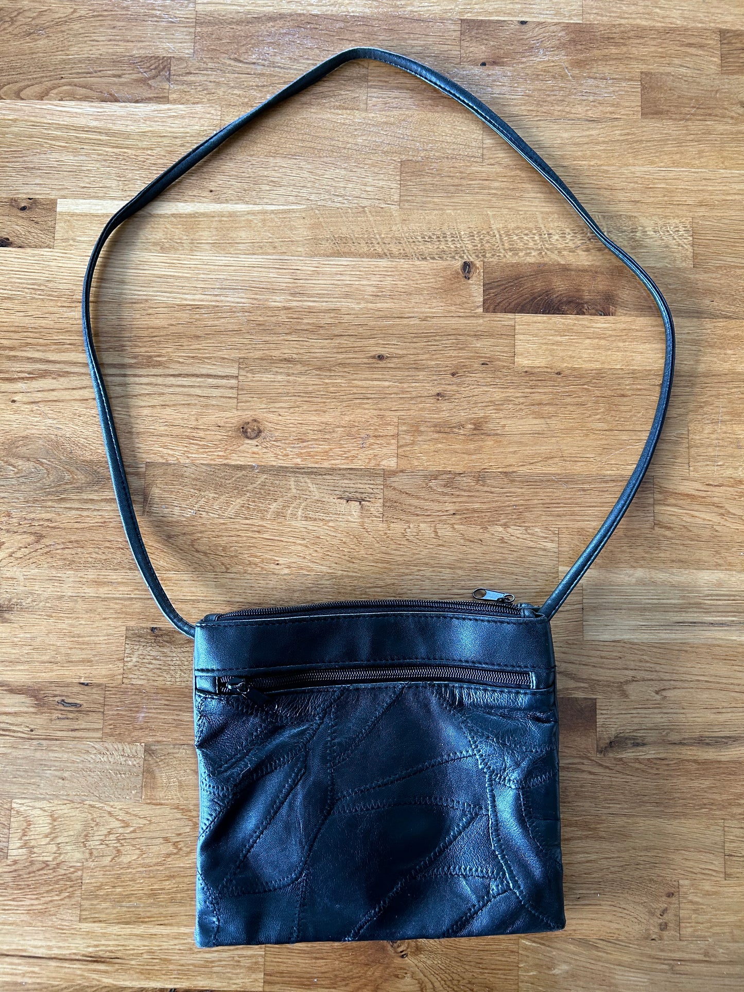 Black leather patchwork bag