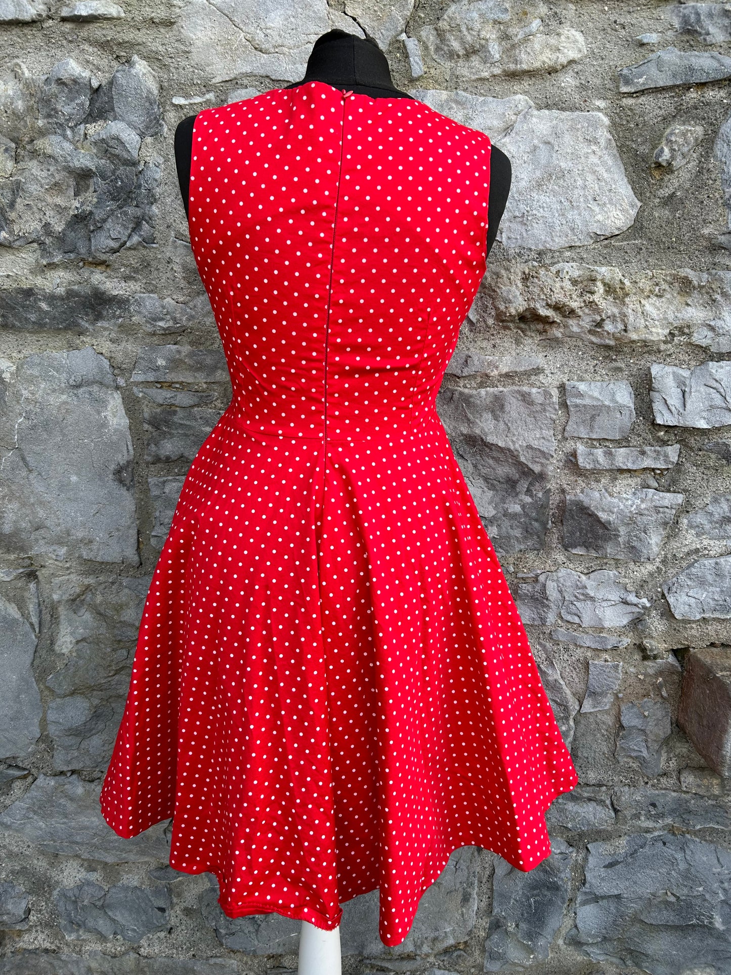 Red polka dots dress uk 8