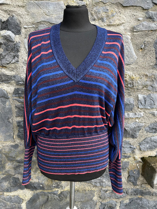 Pink&blue sparkly stripes top uk 10-12