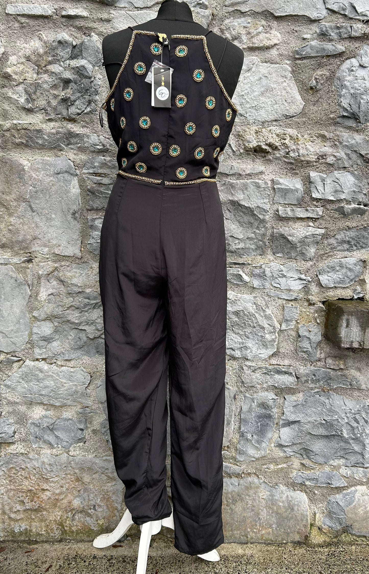 Black embroidered jumpsuit uk 10