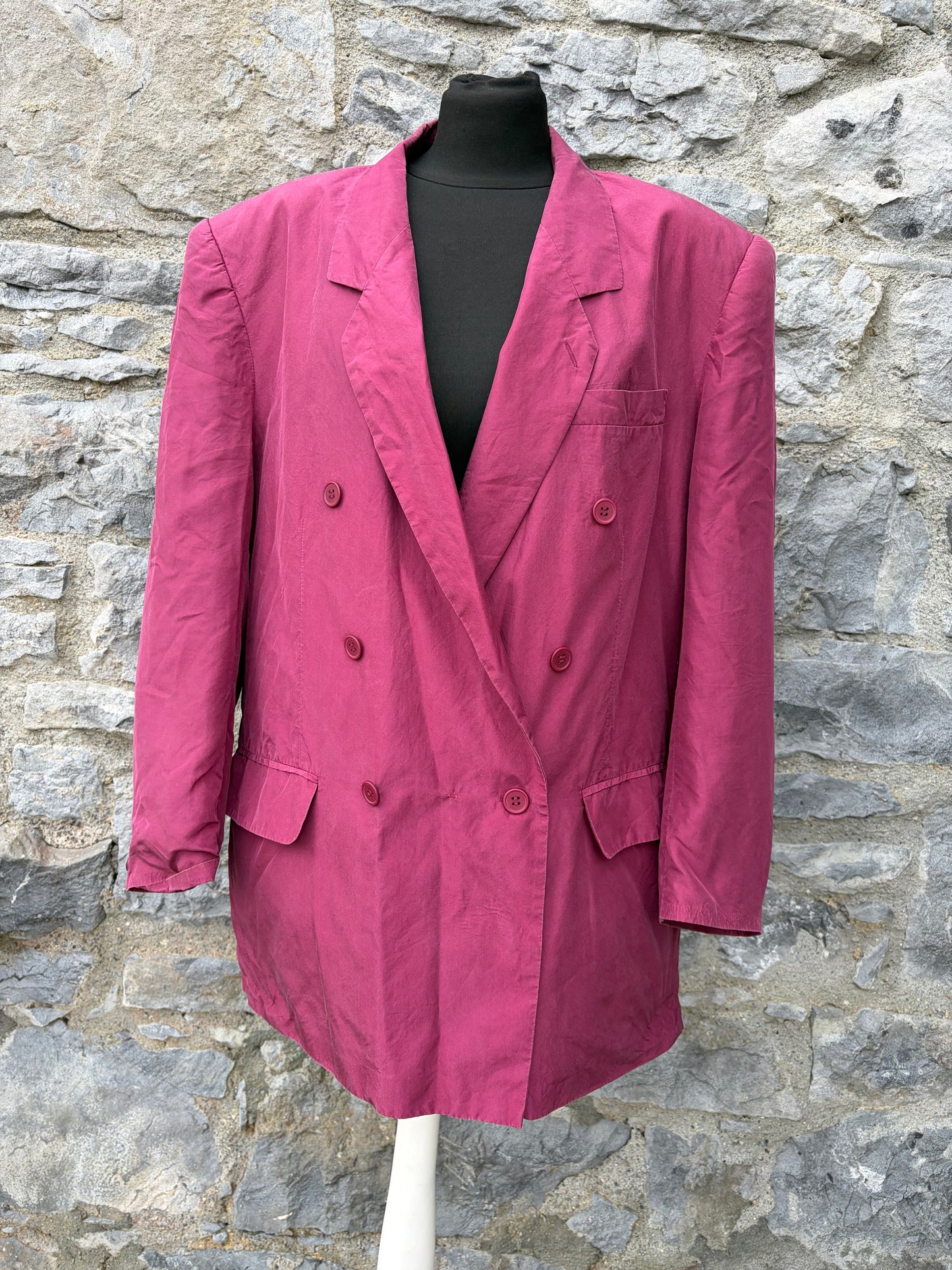 80s maroon silk jacket Large