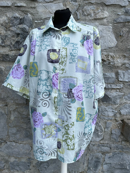 90s green patchwork shirt Large