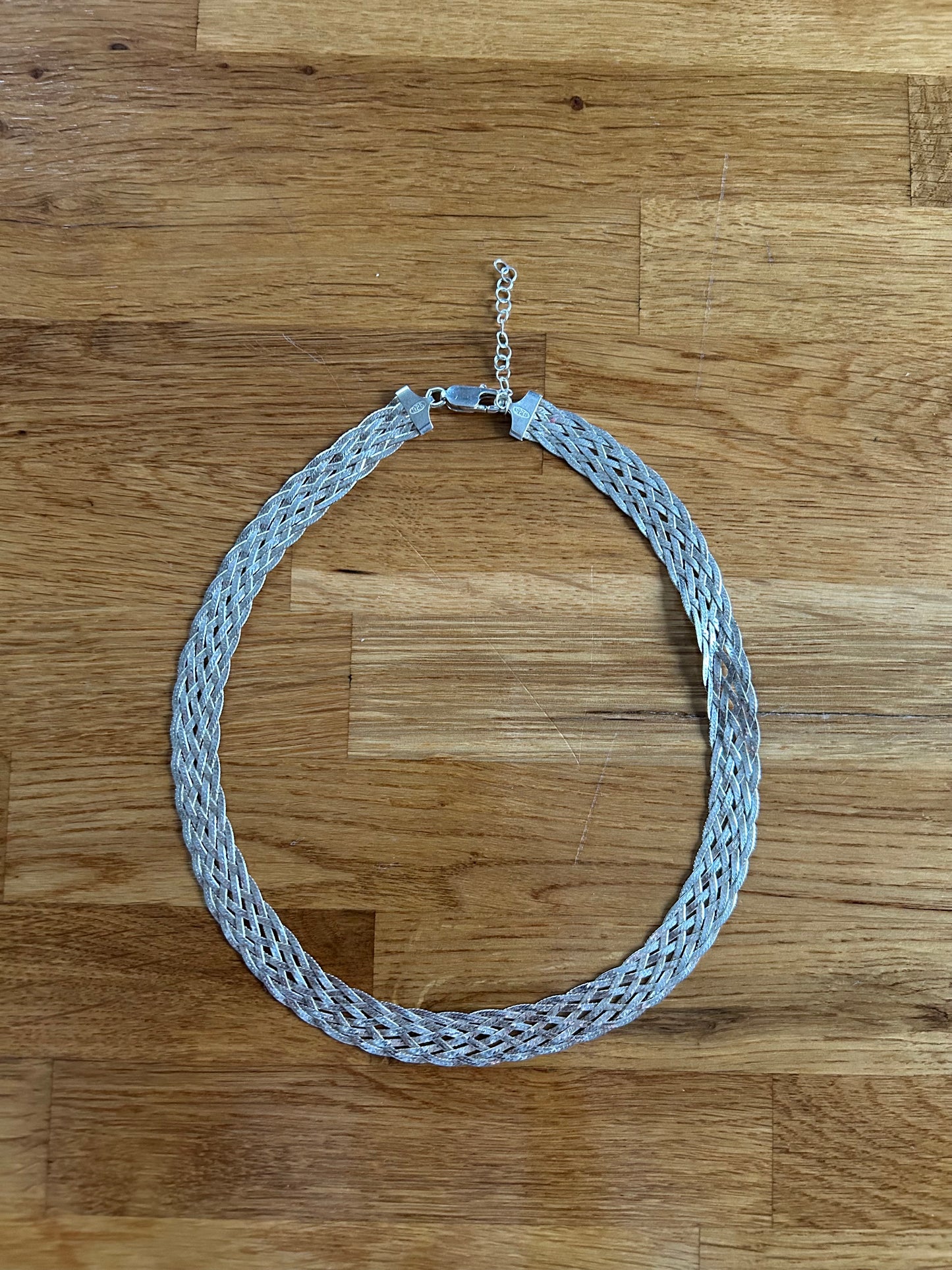 Braided silver necklace