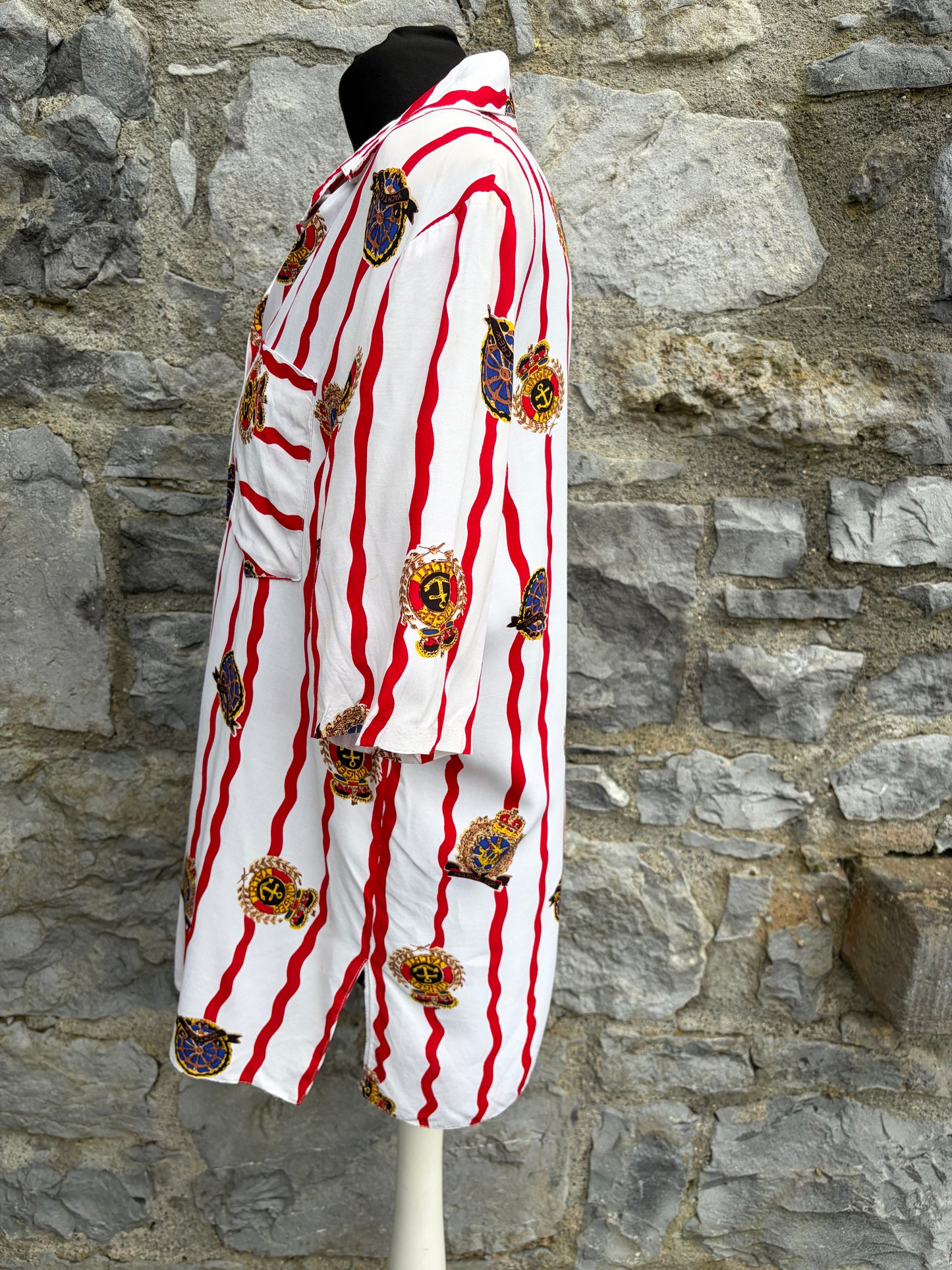 80s red stripy nautical shirt uk 12
