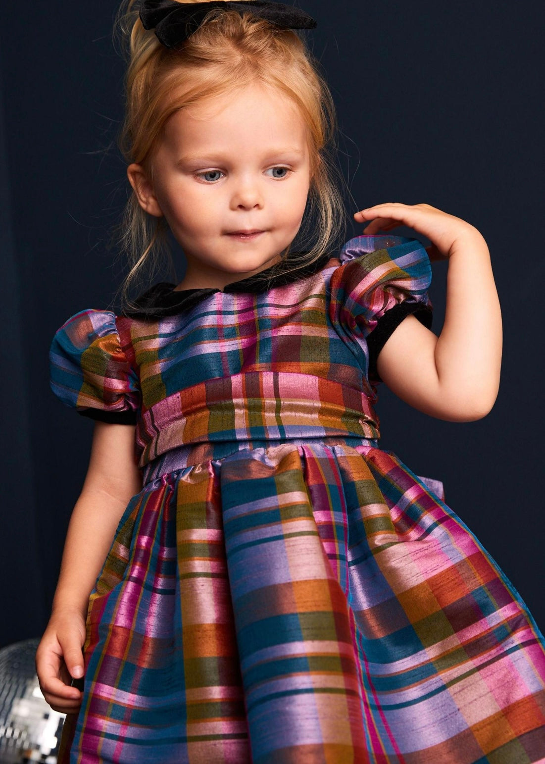 Purple check taffeta dress  6-9m (68-74cm)