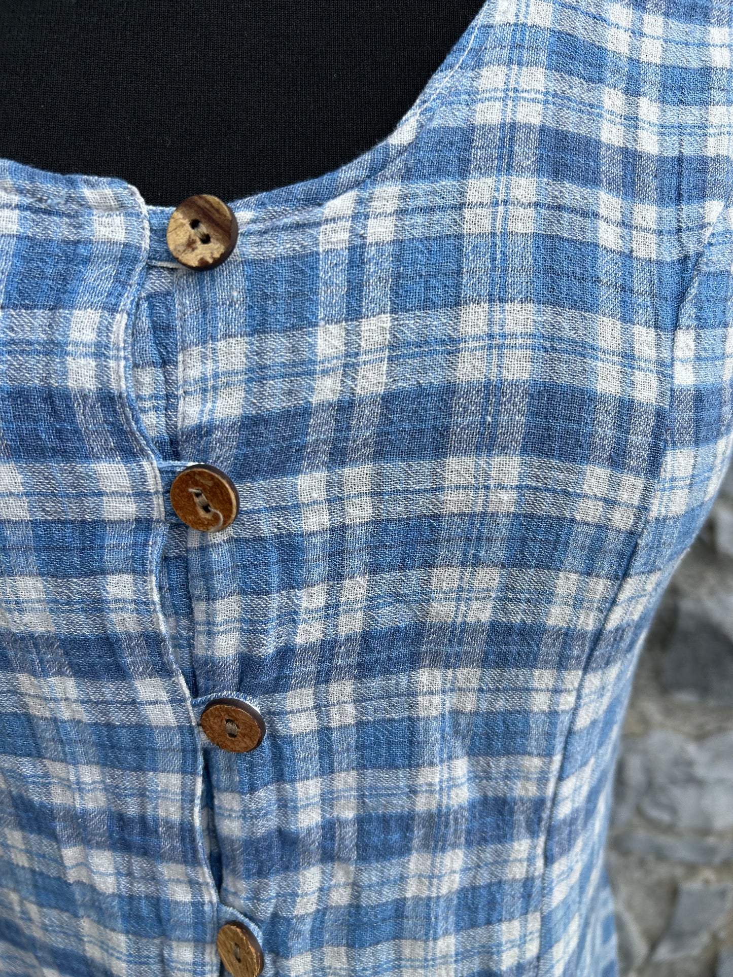 90s blue check dress uk 8-10