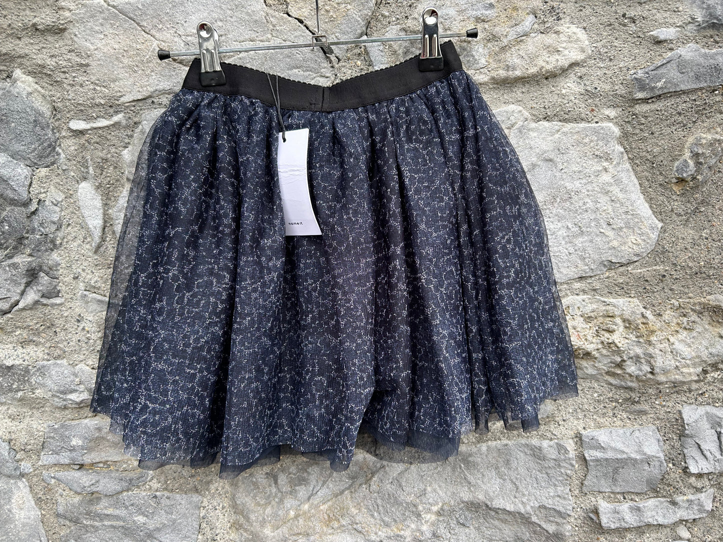 Navy leopard print net skirt 9y (134cm)