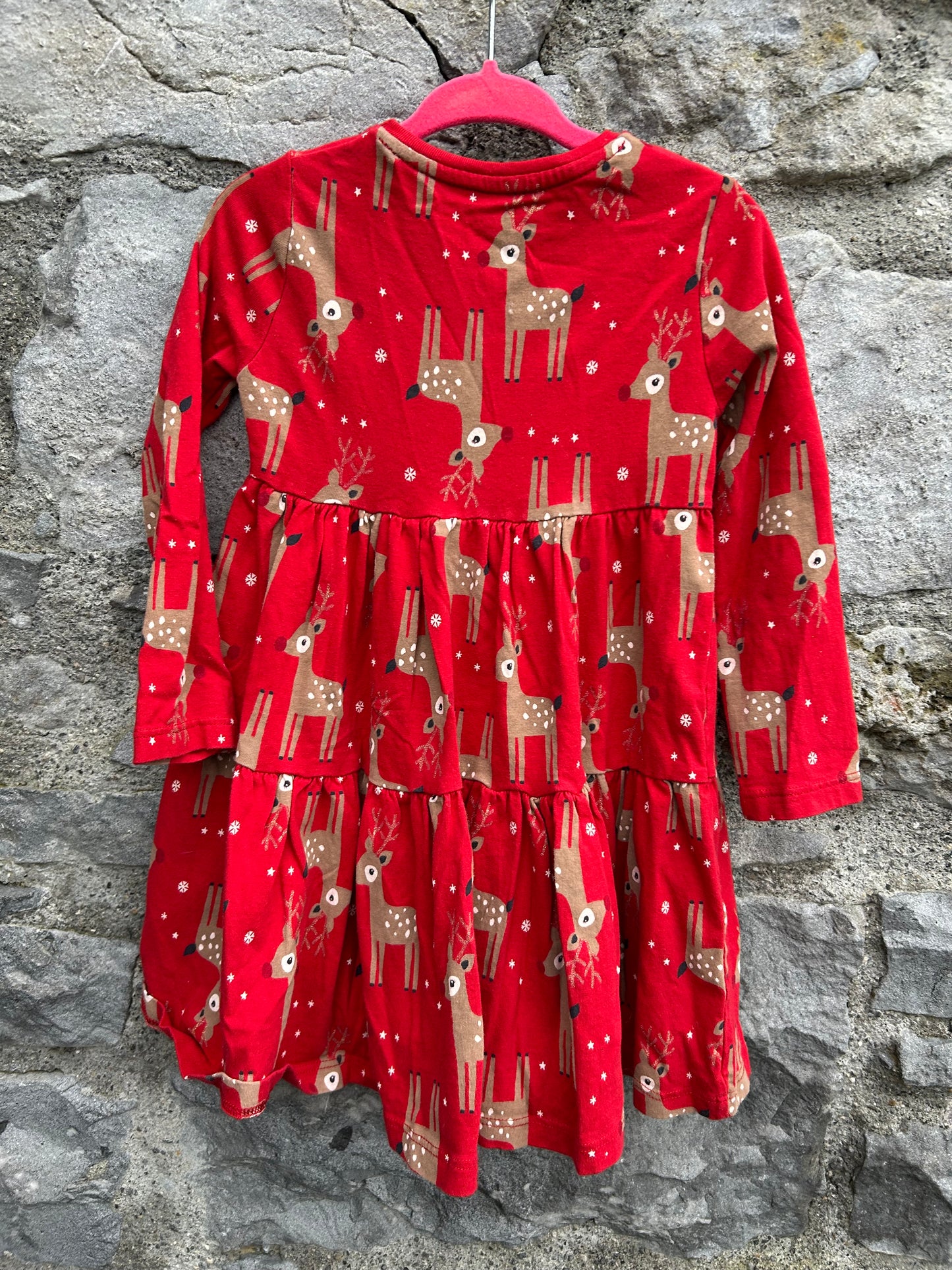Reindeer red tiered dress 2-3y (92-98cm)