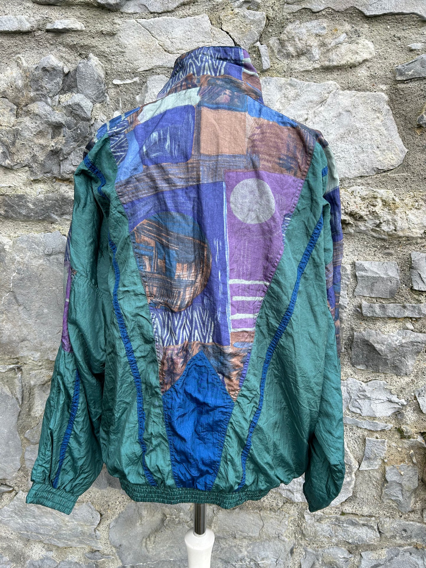 80s abstract green sport jacket Medium