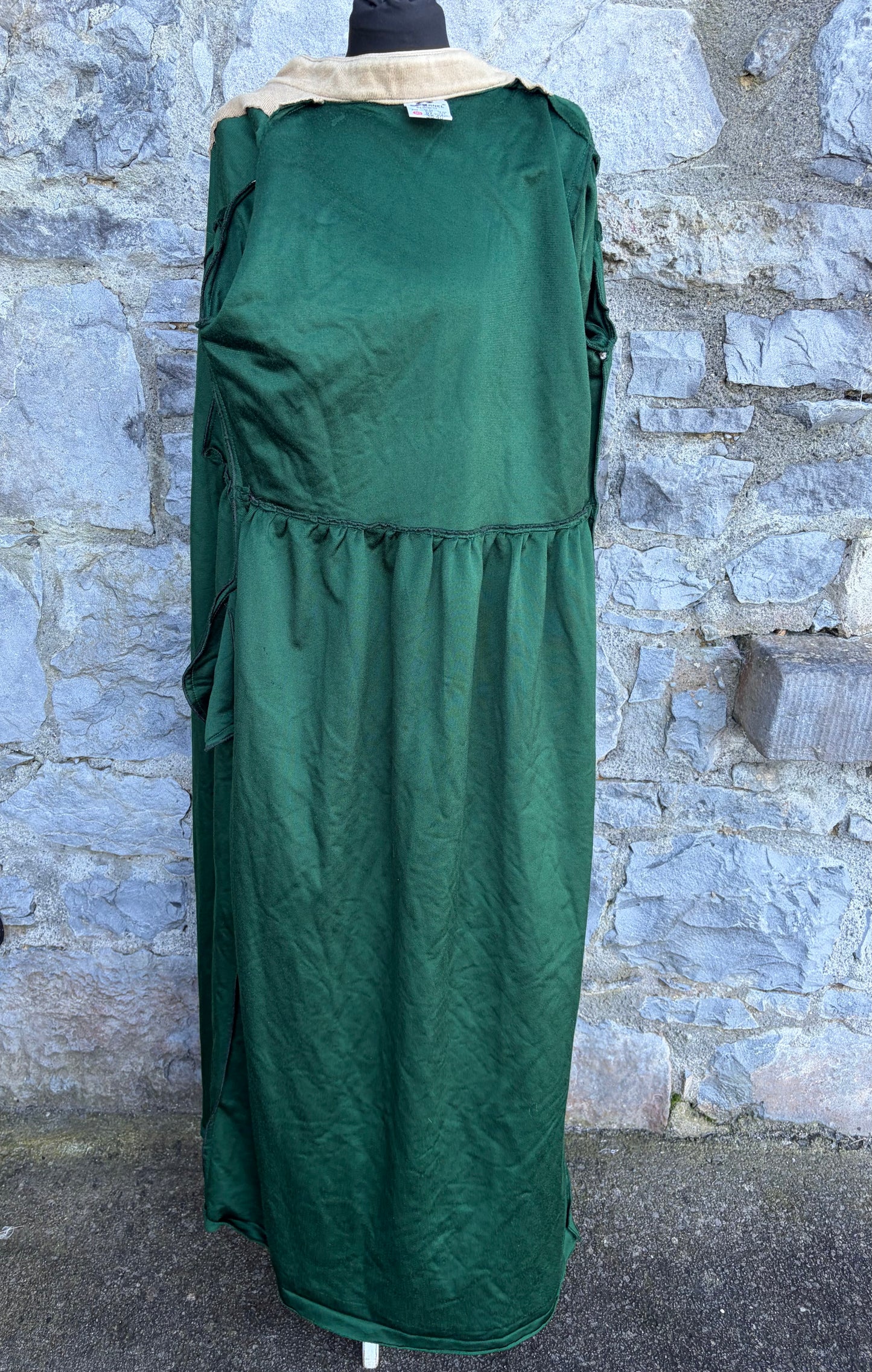 80s Green velvet coat dress uk 12