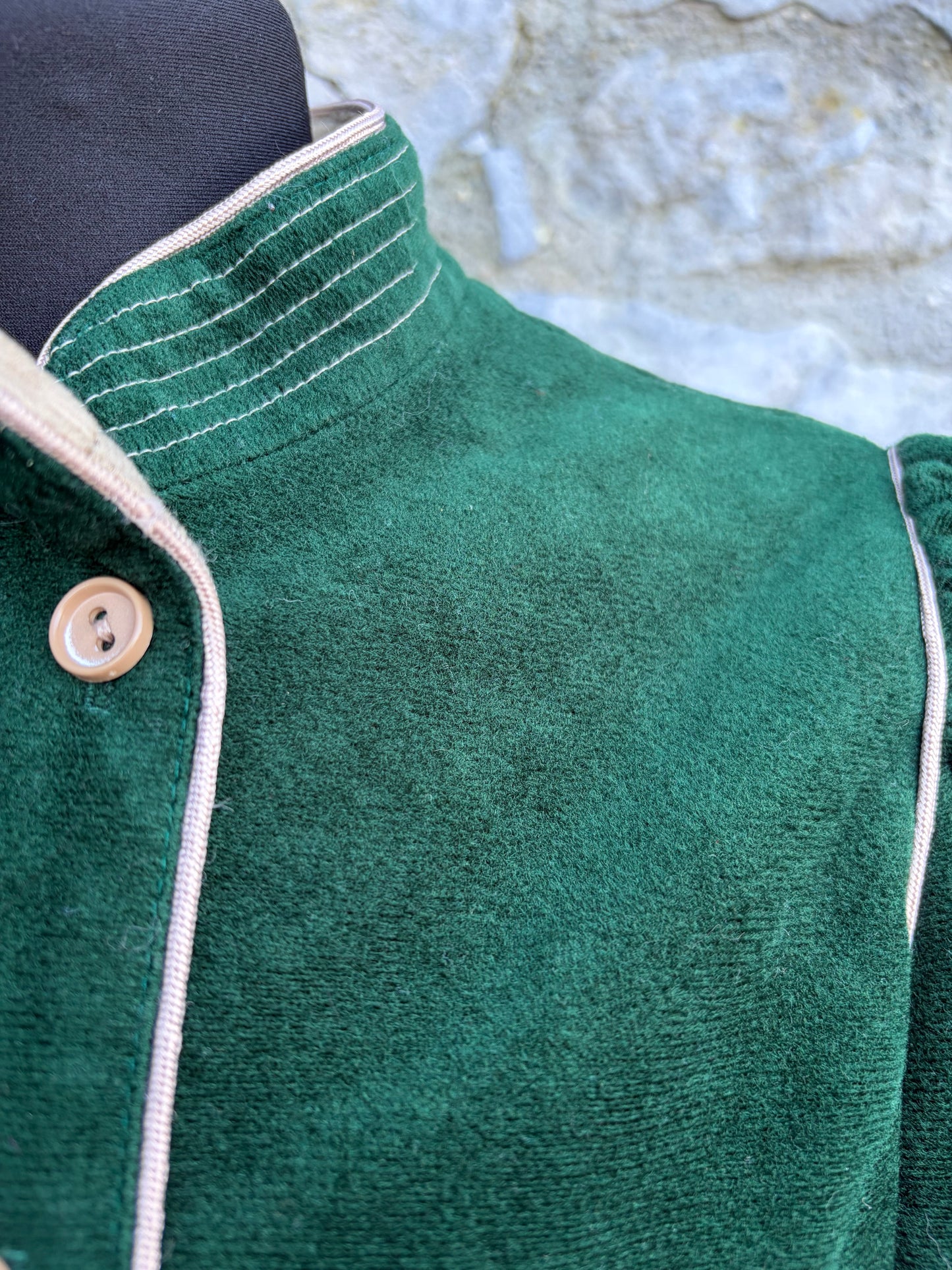 80s Green velvet coat dress uk 12