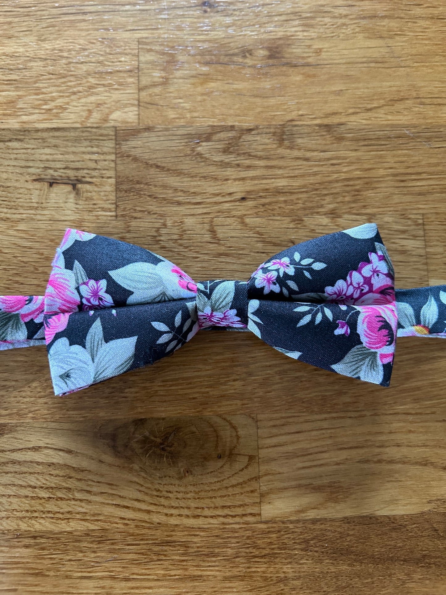 Black flower bow tie