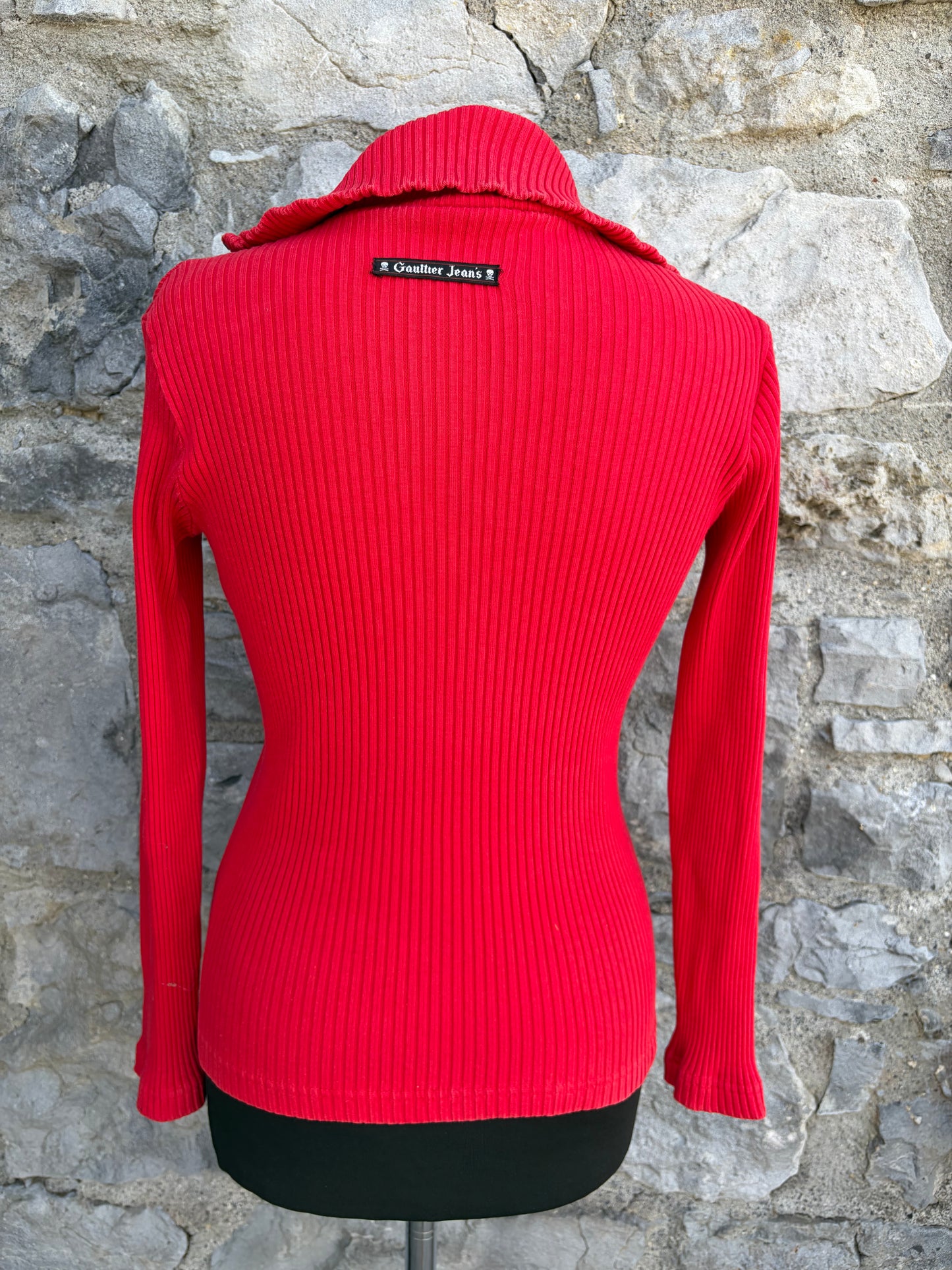 90s red ribbed knit sweater  uk 6